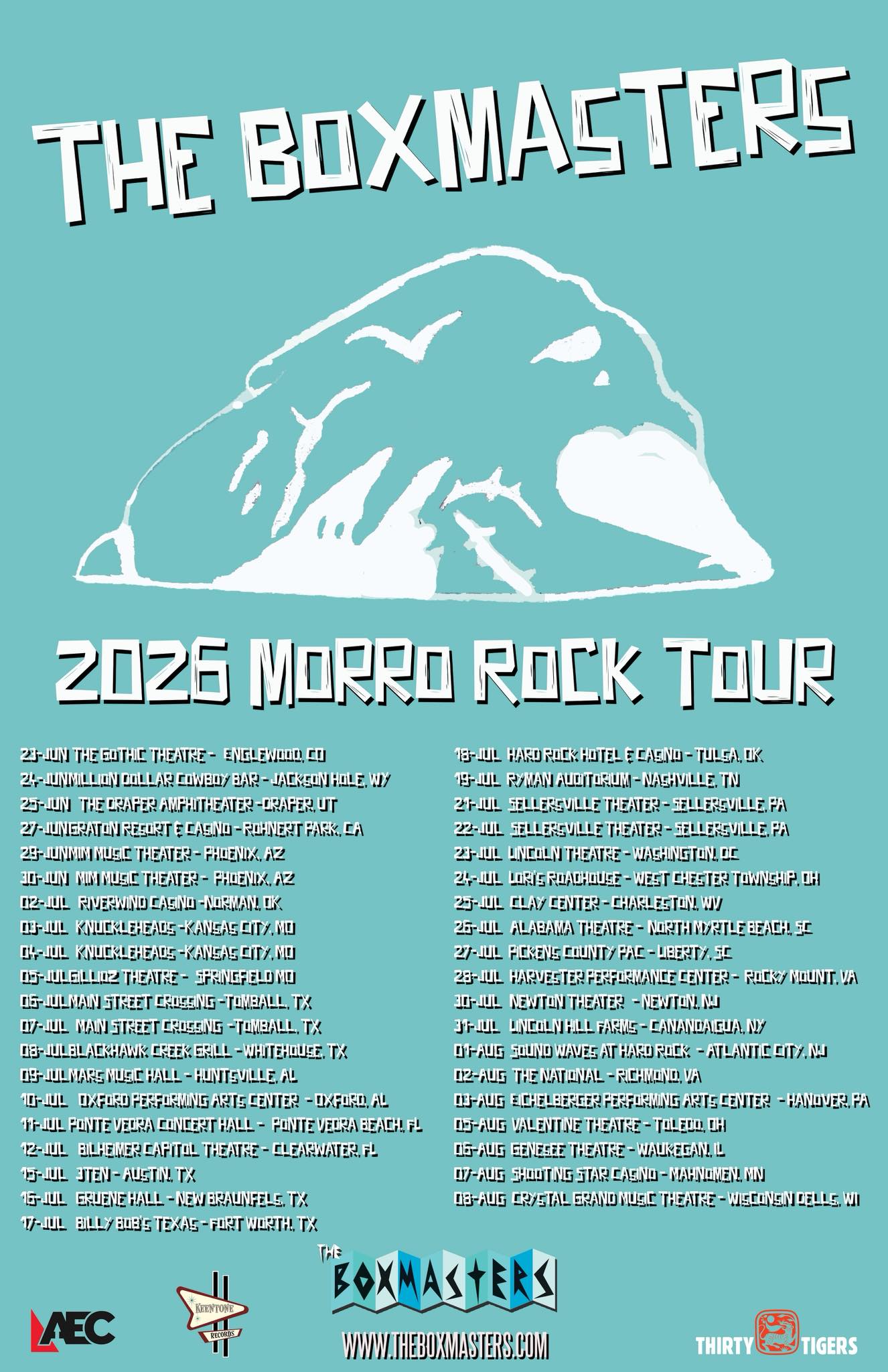 The Schedule (to date) for the 2026 Morro Rock Tour